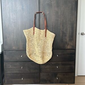 J. Crew Tan Tote Bag with Brown Handles